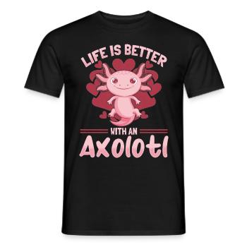 Axolotl Kawaii Life Is Better With An Axolotl - Men's T-Shirt - black - Front - AI Model Male 178 light (178cm)