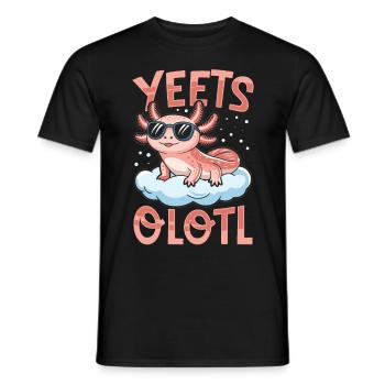 Funny Axolotl with sunglasses Kawaii Yeets Olotl - Men's T-Shirt - black - Front - AI Model Male 178 light (178cm)