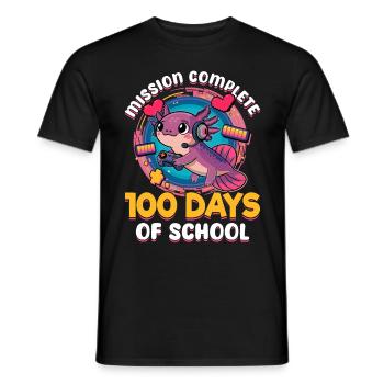 Gamer Axolotl Kawaii 100 Days of School - Männer T-Shirt - Schwarz - Vorne - AI Model Male 178 light (178cm)