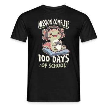 Gamer Axolotl Kawaii 100 Days of School - Männer T-Shirt - Schwarz - Vorne - AI Model Male 178 light (178cm)