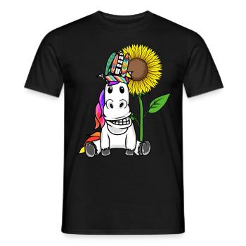 Hippie Pferd Pferde Gaul Sonnenblume Reiterin - Männer T-Shirt - Schwarz - Vorne - AI Model Male 178 light (178cm)