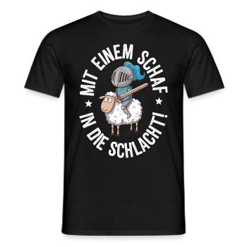 Schaf Spruch Siedler - Männer T-Shirt - Schwarz - Vorne - AI Model Male 178 light (178cm)