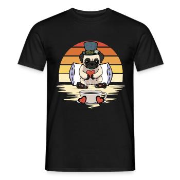 Mops Hund Hunde Guten Morgen Kaffee - Männer T-Shirt - Schwarz - Vorne - AI Model Male 178 light (178cm)