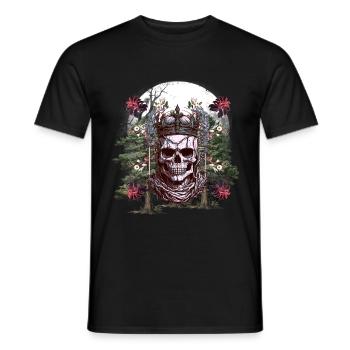 Halloween Crâne Mystique Squelette Roi Fleurs - T-shirt homme - noir - Devant - AI Model Male 178 light (178cm)