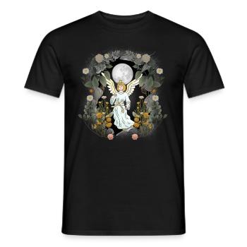 mystical angel forest full moon nature fairy tale child - Men's T-Shirt - black - Front - AI Model Male 178 light (178cm)