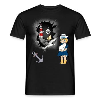 Seagull Lighthouse Boussole Maritime Ancre Seagulls - T-shirt homme - noir - Devant - AI Model Male 178 light (178cm)