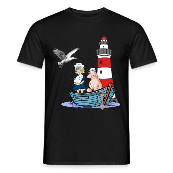 Maritime Sailor Boat Kids Child Sheep Adventure - Men's T-Shirt - black - Front - AI Model Male 178 light (178cm)