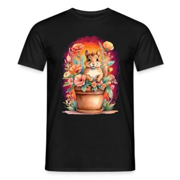 Kids Child Squirrel Flowers Fairy Tale Baby - Men's T-Shirt - black - Front - AI Model Male 178 light (178cm)