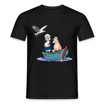 Maritime Girl Sheep North Sea Baltic Sea Travel Boat - Men's T-Shirt - black - Front - AI Model Male 178 light (178cm)
