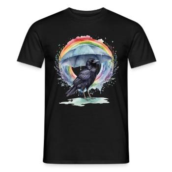 Regenbogen Krähe Krähen Raben Rabe Regenschirm - Männer T-Shirt - Schwarz - Vorne - AI Model Male 178 light (178cm)