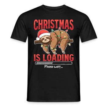 Sloth Animal Christmas is loading please wait - Männer T-Shirt - Schwarz - Vorne - AI Model Male 178 light (178cm)