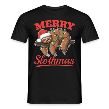 Sloth Christmas Animal Merry Slothmas - Männer T-Shirt - Schwarz - Vorne - AI Model Male 178 light (178cm)