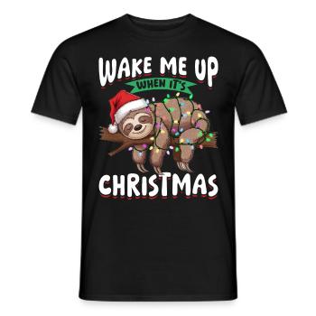 Sloth Christmas Wake Me up when its Christmas - Men's T-Shirt - black - Front - AI Model Male 178 light (178cm)