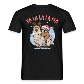 Sloth Llama Christmas Animal Fa La La La La Ma - Men's T-Shirt - black - Front - AI Model Male 178 light (178cm)