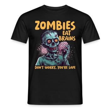 Zombie Halloween Zombies Eat Brains Don`t Worry - Männer T-Shirt - Schwarz - Vorne - AI Model Male 178 light (178cm)