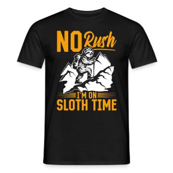 Sloth Hiking Mountains No rush, I’m on sloth time. - Männer T-Shirt - Schwarz - Vorne - AI Model Male 178 light (178cm)