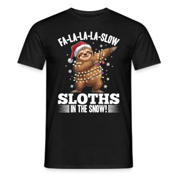 Sloth Christmas Animal Fa-la-la-la-slow - Men's T-Shirt - black - Front - AI Model Male 178 light (178cm)