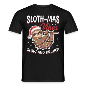 Sloth Christmas Animal Sloth-mas vibes - Männer T-Shirt - Schwarz - Vorne - AI Model Male 178 light (178cm)