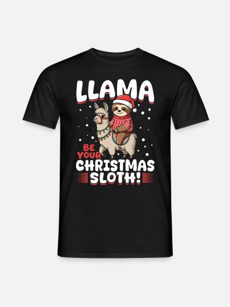 Sloth Llama Llama be your Christmas sloth! - Männer T-Shirt - Schwarz