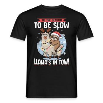 Sloth Llama Christmas Tis the season to be slow - Männer T-Shirt - Schwarz - Vorne - AI Model Male 178 light (178cm)