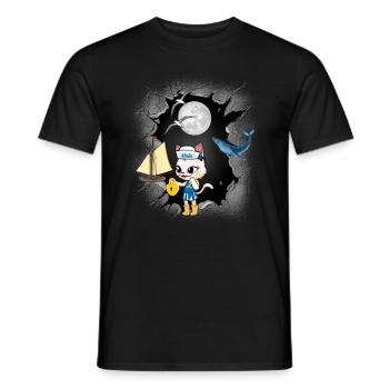 maritim Katze Katzen Kinder Kind Matrose Boot - Männer T-Shirt - Schwarz - Vorne - AI Model Male 178 light (178cm)