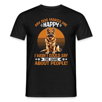 German Shepherd Dog Breed My Dog Makes me Happy - Men's T-Shirt - black - Front - AI Model Male 178 light (178cm)