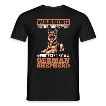 German Shepherd Dog Breed Warning This Property - Men's T-Shirt - black - Front - AI Model Male 178 light (178cm)