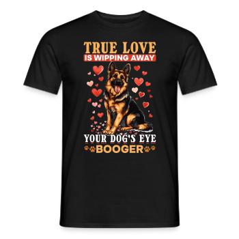 German Shepherd Dog Breed True Love is wipping - Men's T-Shirt - black - Front - AI Model Male 178 light (178cm)