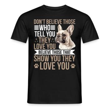 Bouledogue français Frechie Race de chien - T-shirt homme - noir - Devant - AI Model Male 178 light (178cm)