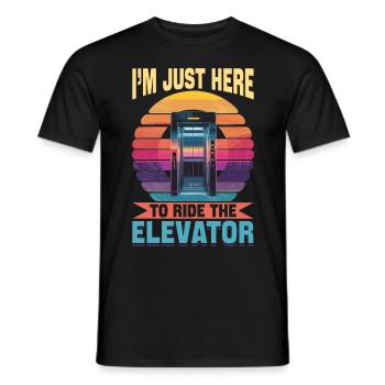 Ascenseur bambin et enfants Je suis juste ici pour monter - T-shirt homme - noir - Devant - AI Model Male 178 light (178cm)