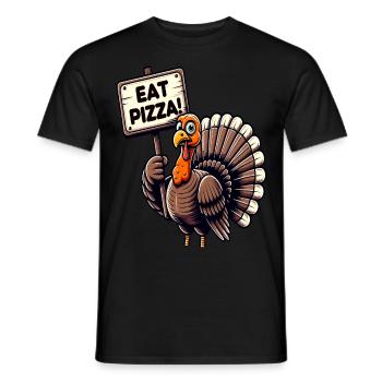Drôle de dinde « manger de la pizza » Design - T-shirt homme - noir - Devant - AI Model Male 178 light (178cm)