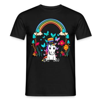 LGBT Regenbogen Regenbogenfahne Einhorn - Männer T-Shirt - Schwarz - Vorne - AI Model Male 178 light (178cm)