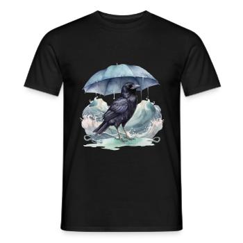 Bird Birds Umbrella Weather Coast Sea - Men's T-Shirt - black - Front - AI Model Male 178 light (178cm)