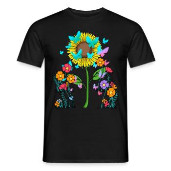 Tournesol Tournesols Papillons Insectes - T-shirt homme - noir - Devant - AI Model Male 178 light (178cm)
