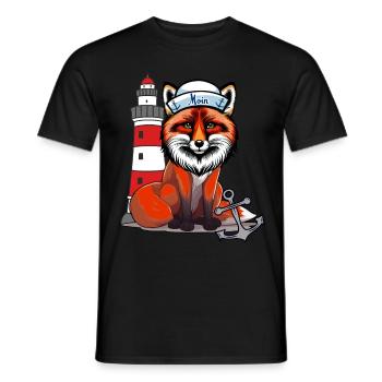 Matrosen Seefahrer Fuchs maritim Leuchtturm Anker - Männer T-Shirt - Schwarz - Vorne - AI Model Male 178 light (178cm)