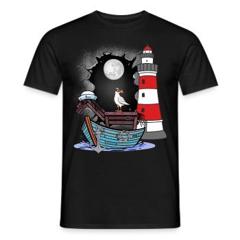 maritim Seepferd Boot Leuchtturm Möwe Kinder - Männer T-Shirt - Schwarz - Vorne - AI Model Male 178 light (178cm)