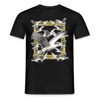 Maritim, Mouettes, Oiseaux marins, Mer du Nord, Mer Baltique - T-shirt homme - noir - Devant - AI Model Male 178 light (178cm)