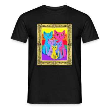 Famille Chat Chats Chaton Coloré - T-shirt homme - noir - Devant - AI Model Male 178 light (178cm)
