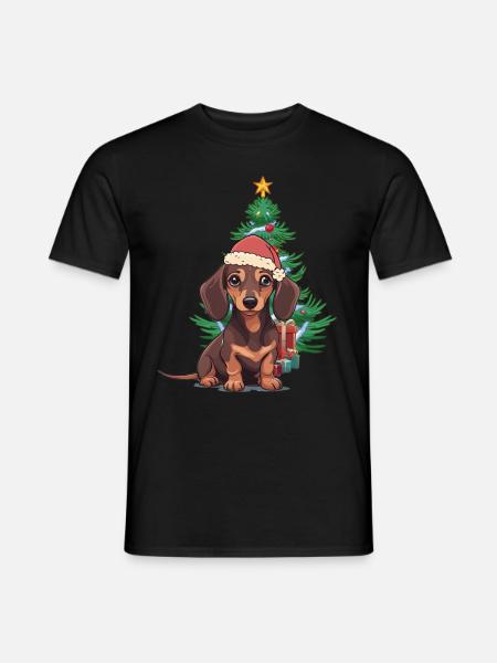 Dackel Nikolaus Hund Weihnachtsmann - Männer T-Shirt - Schwarz