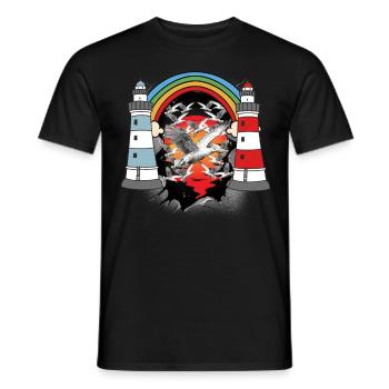 maritime, lighthouse, lighthouses, seagulls, seagulls - Men's T-Shirt - black - Front - AI Model Male 178 light (178cm)