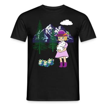 Fille Lapin Lapin Montagnes Nature Enfants Enfant - T-shirt homme - noir - Devant - AI Model Male 178 light (178cm)