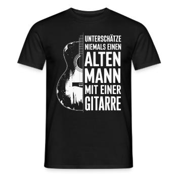 Alter Mann und Gitarre, Gitarren Spieler Gitarrist - Männer T-Shirt - Schwarz - Vorne - AI Model Male 178 light (178cm)