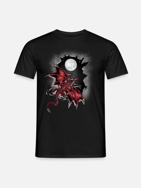 Mond Drachen Drache Fabelwesen - Männer T-Shirt - Schwarz