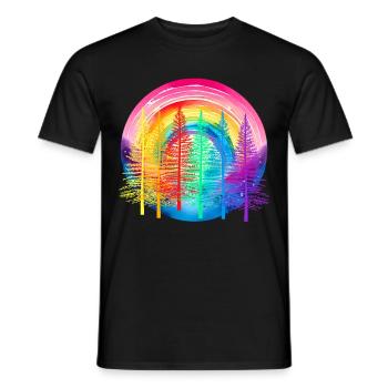 Forêt arc-en-ciel LGBT Forêt de conifères Drapeau arc-en-ciel - T-shirt homme - noir - Devant - AI Model Male 178 light (178cm)
