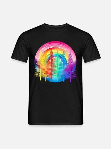 Regenbogen Wald LGBT Nadelwald Regenbogenfahne - Männer T-Shirt - Schwarz