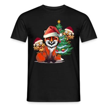 Fox Chicken Coop Christmas Chickens Christmas Tree Xmas - Men's T-Shirt - black - Front - AI Model Male 178 light (178cm)