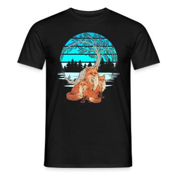 Fox Foxes Nature Nature Lover Children Child - Men's T-Shirt - black - Front - AI Model Male 178 light (178cm)
