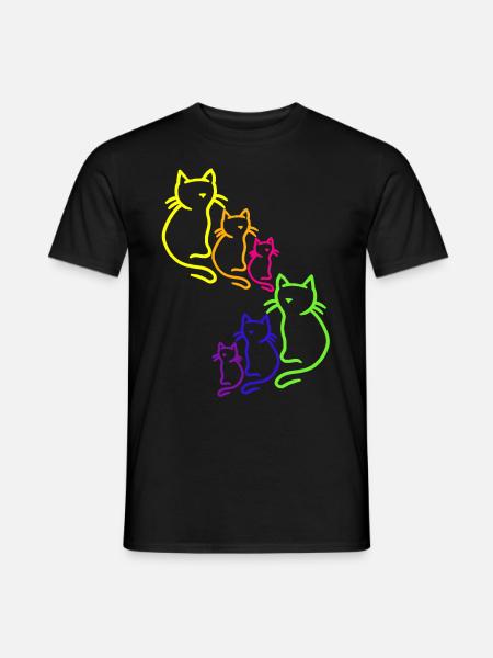 Chat arc-en-ciel chat des années 80 des années 90 chaton vintage - T-shirt homme - noir