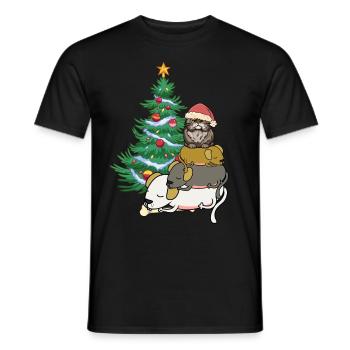 Dog Cat Santa Claus Santa Claus Pets Child - Men's T-Shirt - black - Front - AI Model Male 178 light (178cm)
