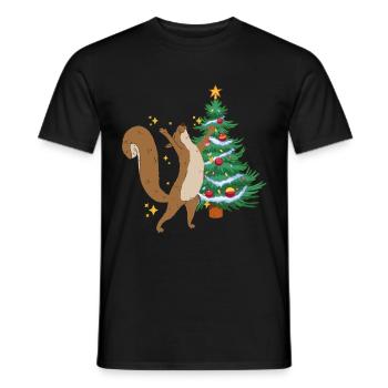 arbre de Noël arbre de Noël écureuil Noël - T-shirt homme - noir - Devant - AI Model Male 178 light (178cm)